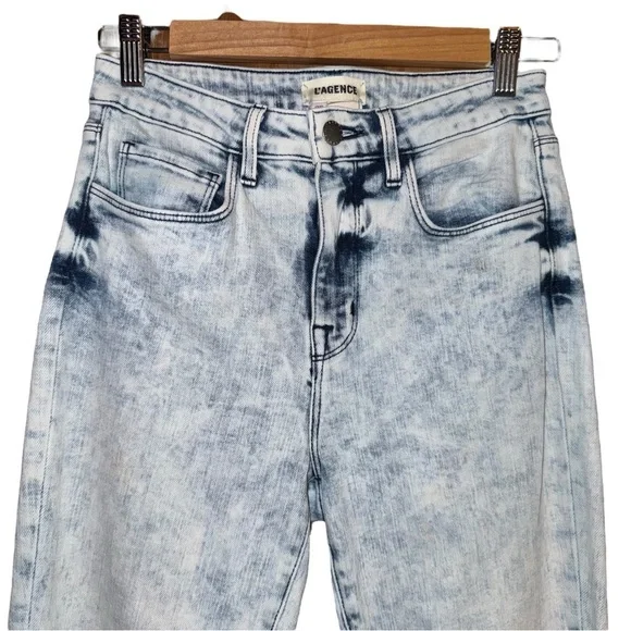 L'AGENCE High Line Skinny Jeans Calypso Distressed Destructed Acid Wash Size 25 - Picture 7 of 16